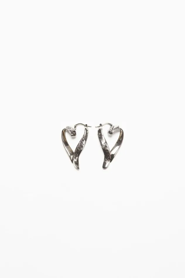Acne Studios Heart Hoops Antique Silver Women Jewellery
