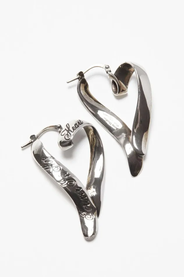 Acne Studios Heart Hoops Antique Silver Women Jewellery