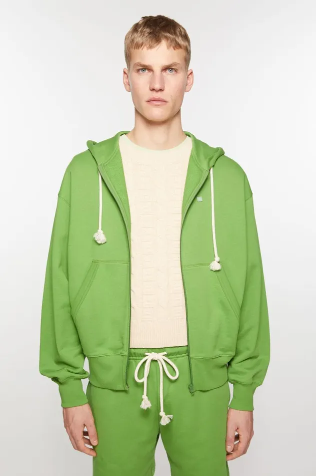 Acne Studios Hooded Zip Sweater Herb Green Men Sweatshirts
