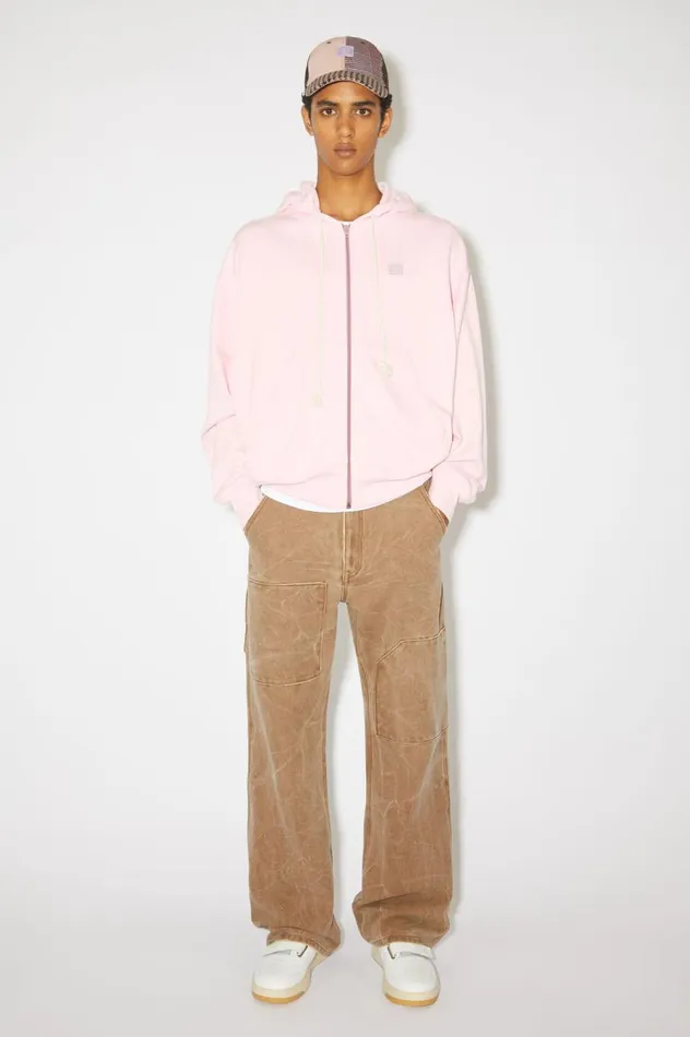 Acne Studios Hooded Zip Sweater Light Pink Men Sweatshirts