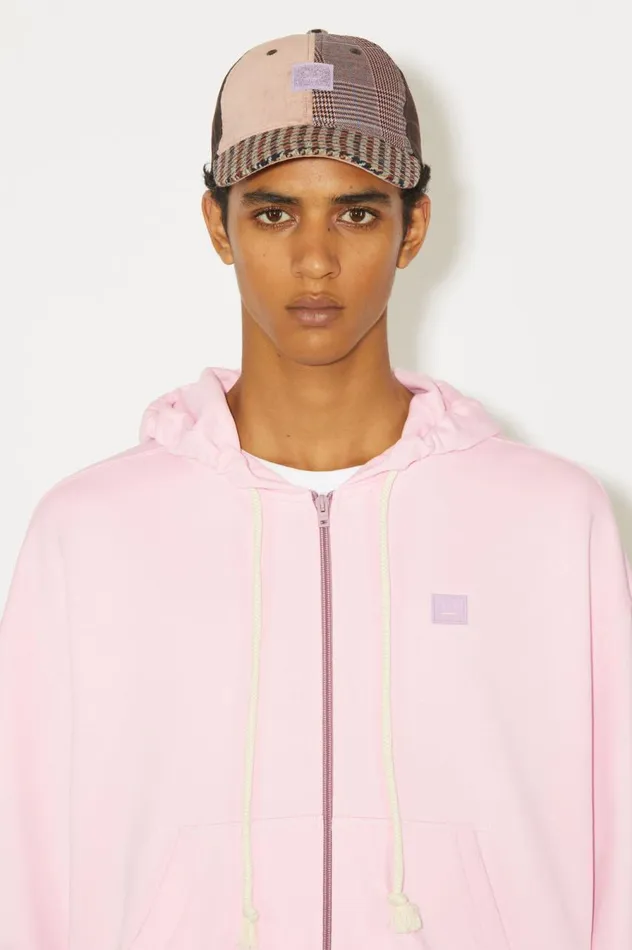 Acne Studios Hooded Zip Sweater Light Pink Men Sweatshirts