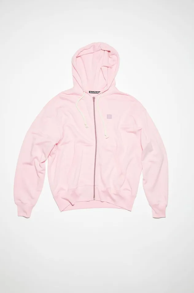 Acne Studios Hooded Zip Sweater Light Pink Men Sweatshirts