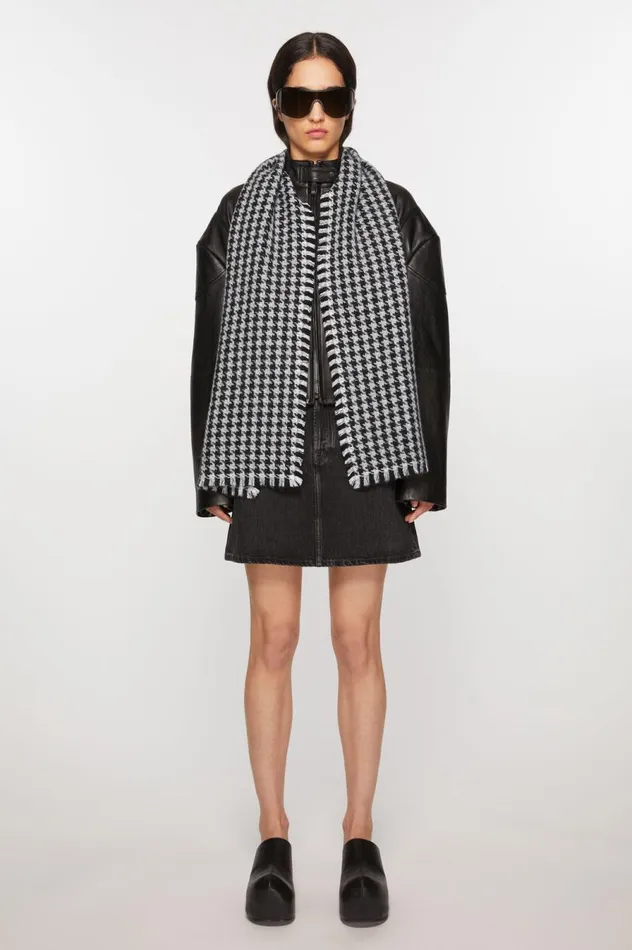 Acne Studios Houndstooth Scarf Blackwhite Women Scarves