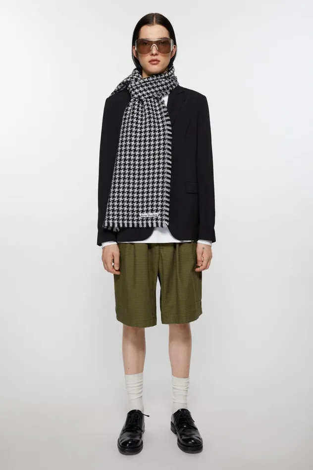 Acne Studios Houndstooth Scarf Blackwhite Women Scarves