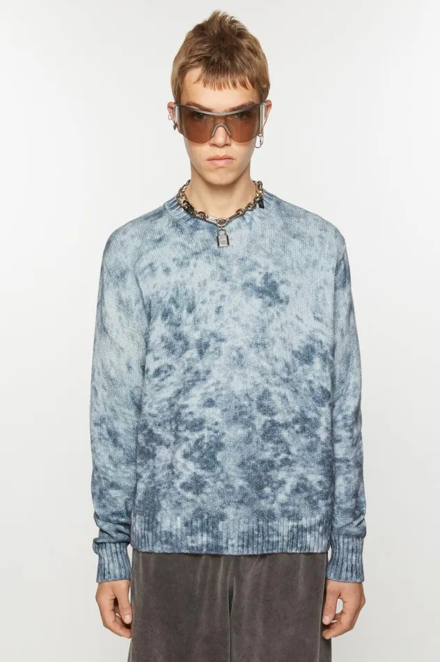 Acne Studios Jumper Acid Print Navypale Blue Men Knitwear