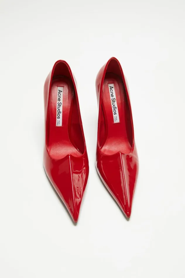 Acne Studios Leather Heel Pump Red Women Shoes