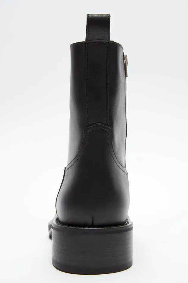 Acne Studios Leather Waxed Boots Black Men Shoes