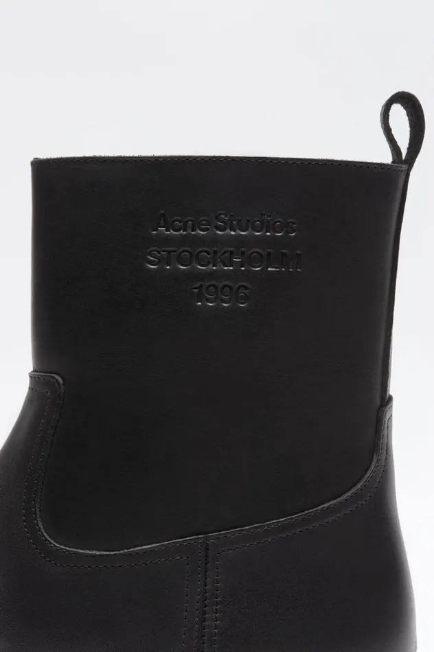 Acne Studios Leather Waxed Boots Black Men Shoes