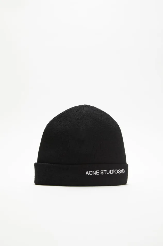 Acne Studios Logo Beanie Black Men Hats