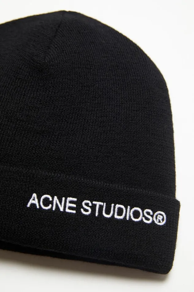 Acne Studios Logo Beanie Black Men Hats