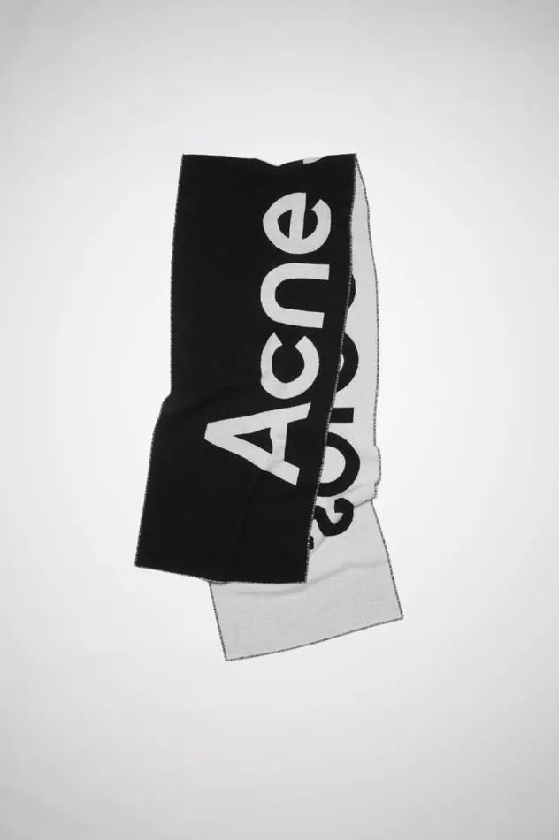 Acne Studios Logo Jacquard Scarf 8211 Narrow Blackwhite Women Scarves