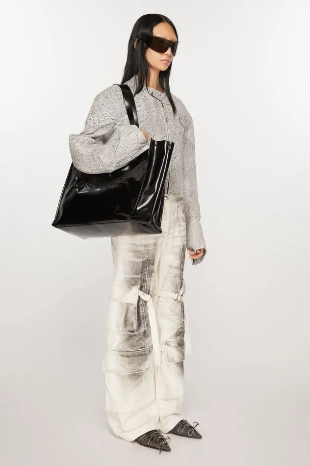 Acne Studios Logo Shoulder Tote Bag Black Women Bags