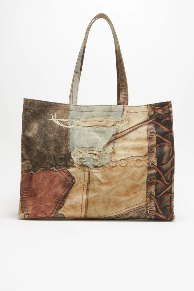 Acne Studios Logo Shoulder Tote Bag Denim Blue Women Bags