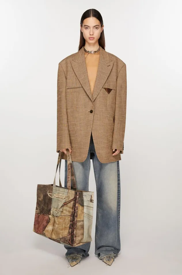 Acne Studios Logo Shoulder Tote Bag Denim Blue Women Bags