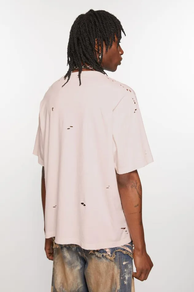 Acne Studios Logo Tshirt 8211 Relaxed Fit Faded Pink Men Tshirts