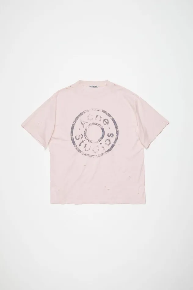 Acne Studios Logo Tshirt 8211 Relaxed Fit Faded Pink Men Tshirts