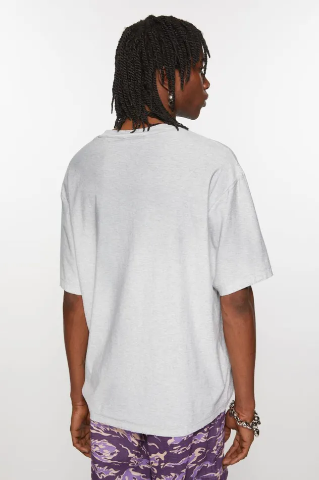 Acne Studios Logo Tshirt 8211 Relaxed Unisex Fit Pale Grey Melange Men Tshirts