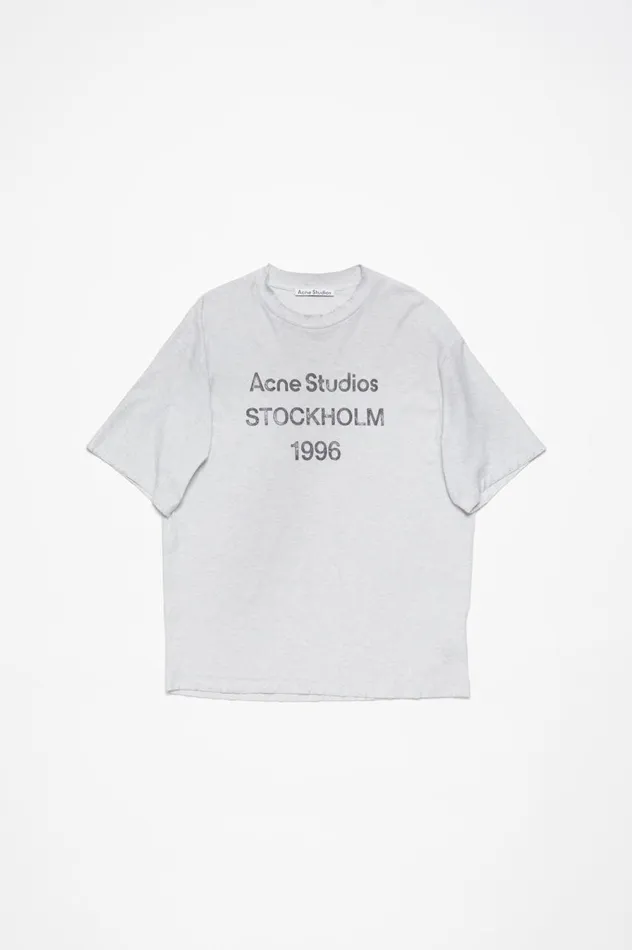 Acne Studios Logo Tshirt 8211 Relaxed Unisex Fit Pale Grey Melange Men Tshirts