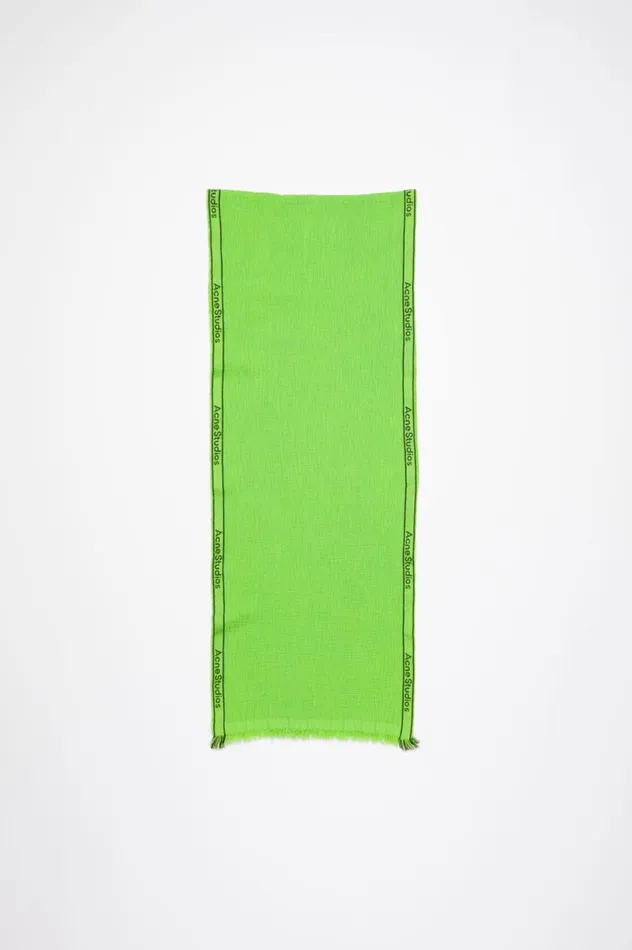 Acne Studios Logo Tape Scarf Green Women Scarves