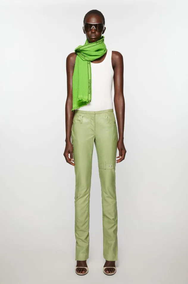 Acne Studios Logo Tape Scarf Green Women Scarves