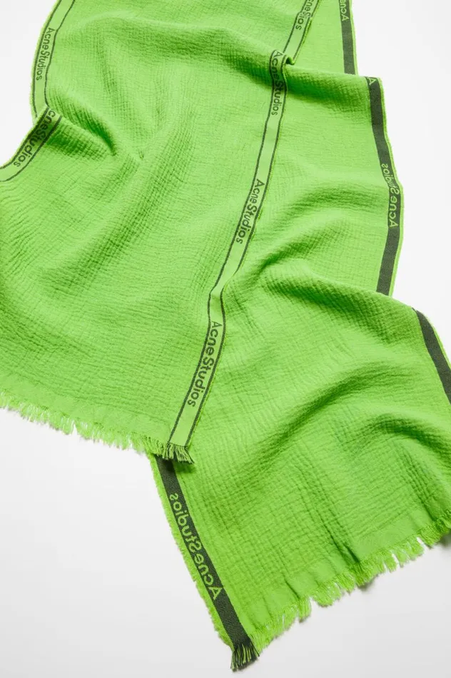 Acne Studios Logo Tape Scarf Green Women Scarves