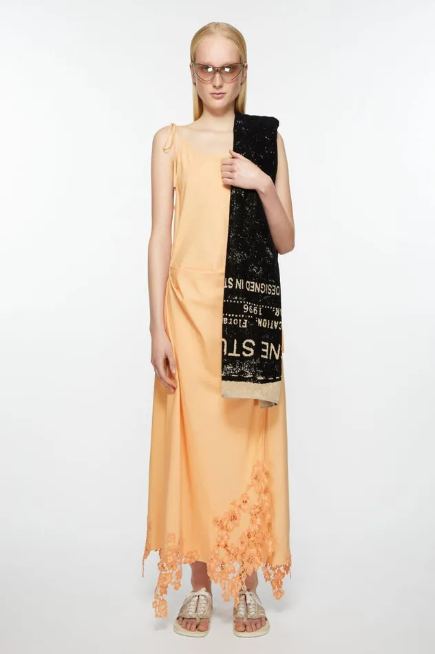 Acne Studios Logo Towel Beigeblack Women Scarves