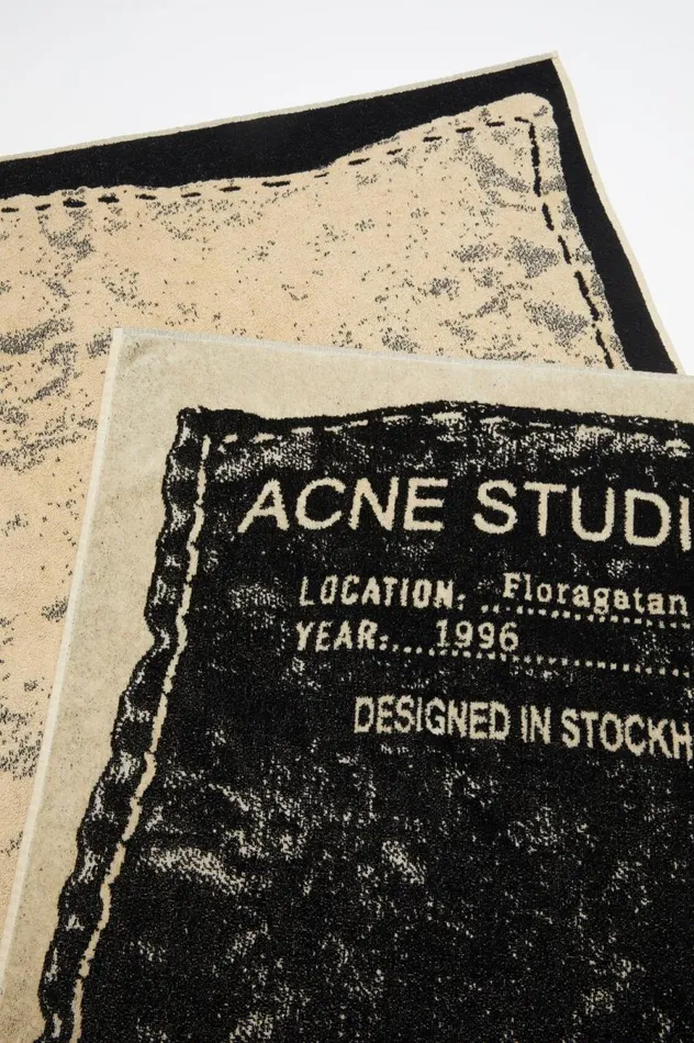 Acne Studios Logo Towel Beigeblack Women Scarves