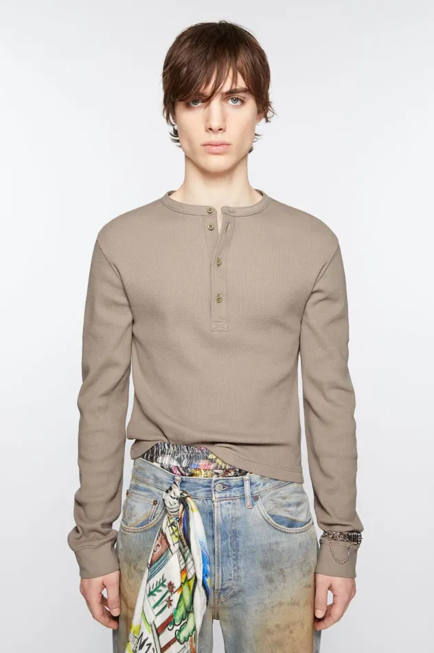 Acne Studios Long Sleeve Tshirt 8211 Fitted Fit Concrete Grey Women Tshirts