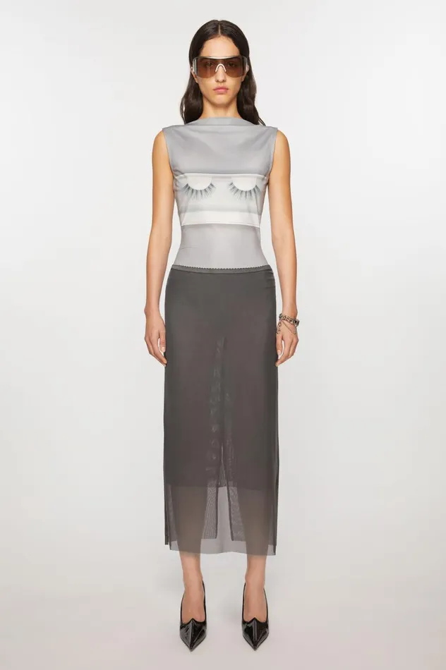Acne Studios Mesh Skirt Anthracite Grey Women Skirts