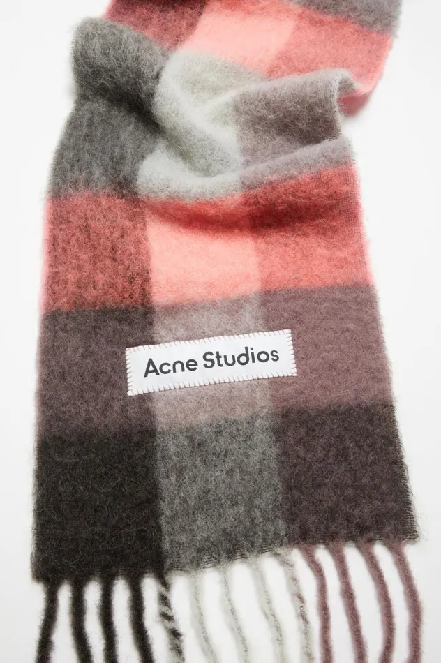 Acne Studios Mohair Checked Scarf Mauvebright Pinkanthracite Women Scarves