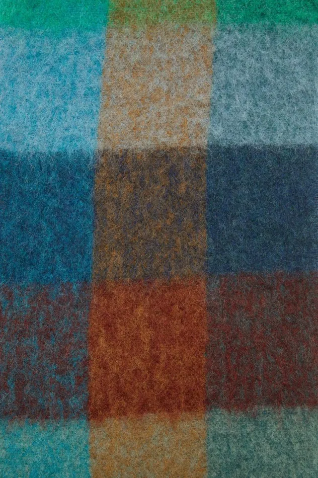 Acne Studios Mohair Checked Scarf Turquoisecamelblue Women Scarves