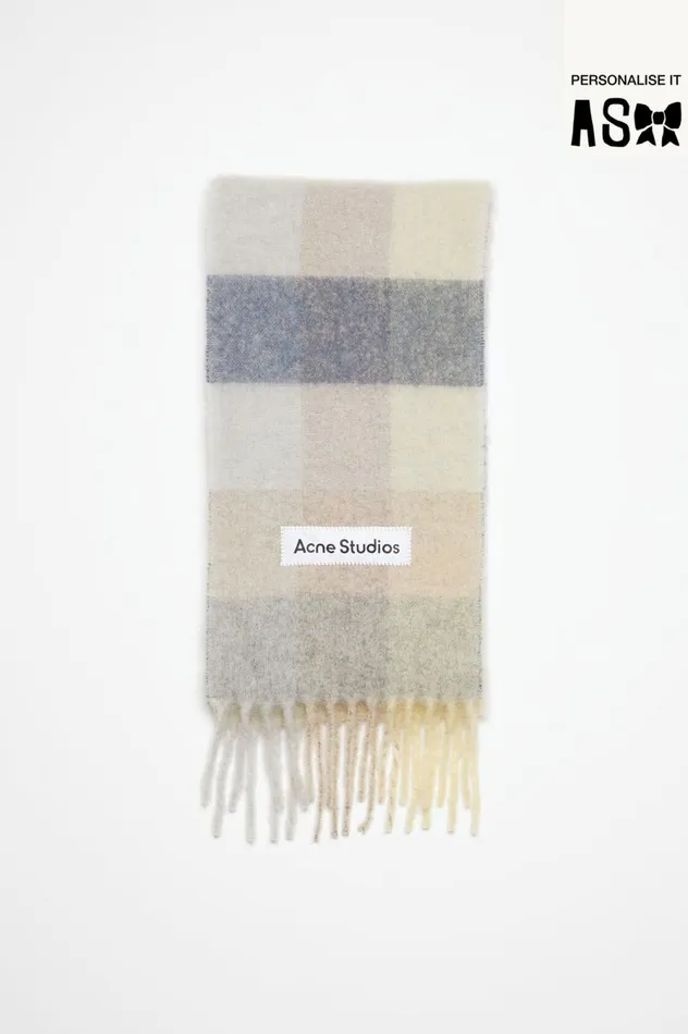 Acne Studios Mohair Checked Scarf Vanillabeigelavender Men Scarves