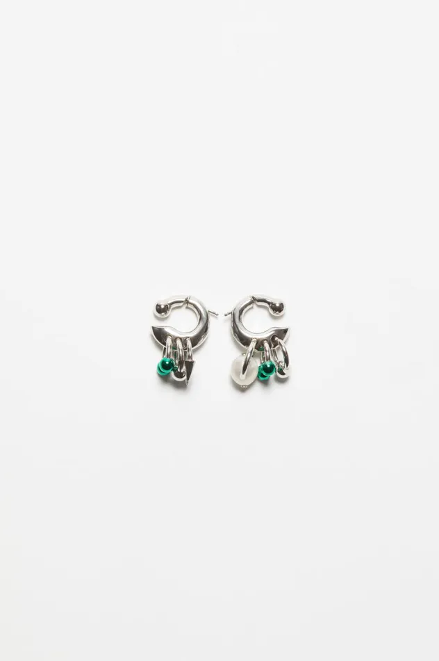 Acne Studios Multi Charm Earrings Silvergreen Men Jewellery