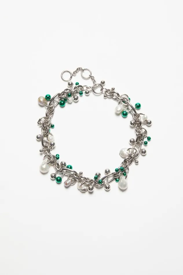 Acne Studios Multi Charm Necklace Silvergreen Women Jewellery