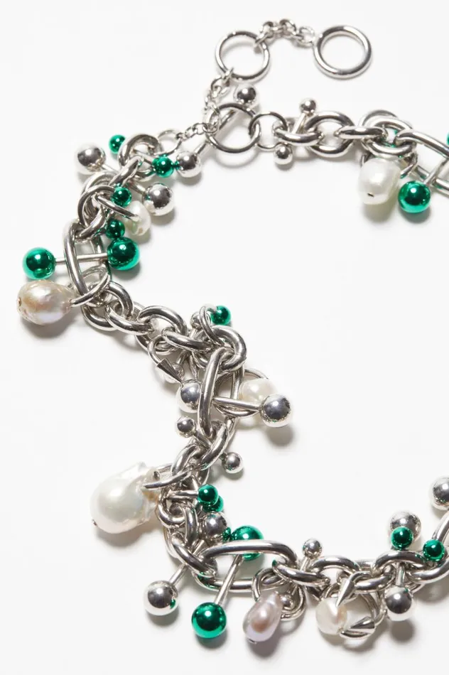 Acne Studios Multi Charm Necklace Silvergreen Women Jewellery