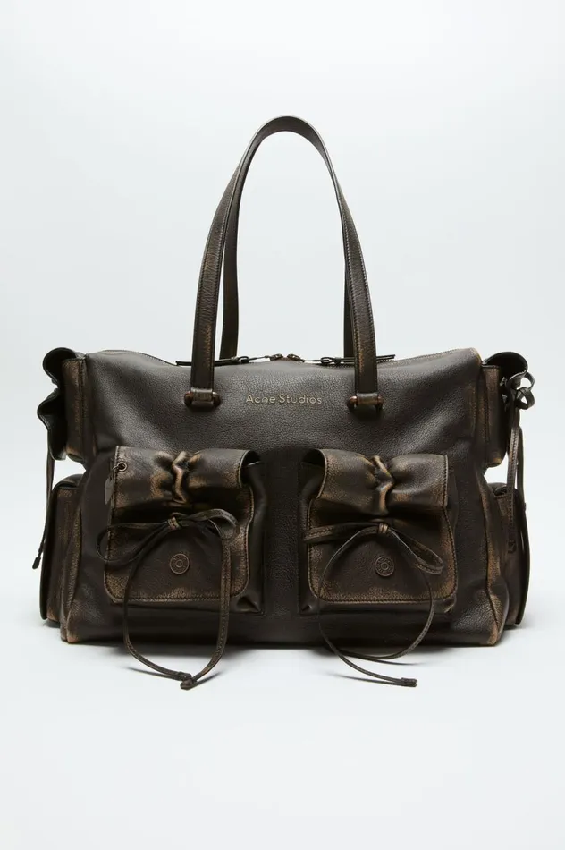 Acne Studios Multipocket Tote Bag Dark Brownbeige Women Bags