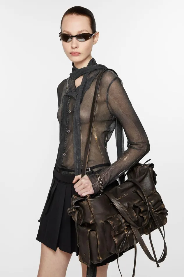 Acne Studios Multipocket Tote Bag Dark Brownbeige Women Bags