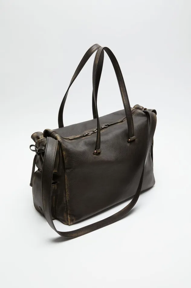 Acne Studios Multipocket Tote Bag Dark Brownbeige Women Bags