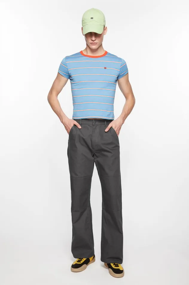 Acne Studios Patch Canvas Trousers Dark Grey Women Trousers