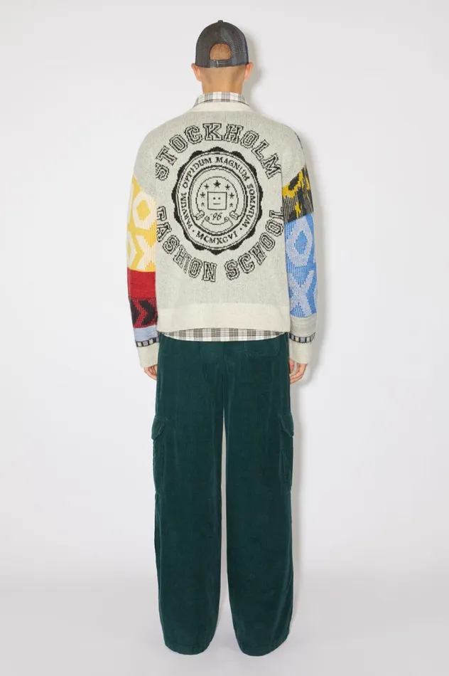 Acne Studios Patchwork Crew Neck Jumper Cornflower Bluemulti Women Knitwear