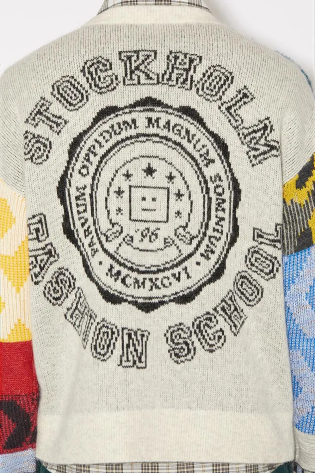 Acne Studios Patchwork Crew Neck Jumper Cornflower Bluemulti Women Knitwear