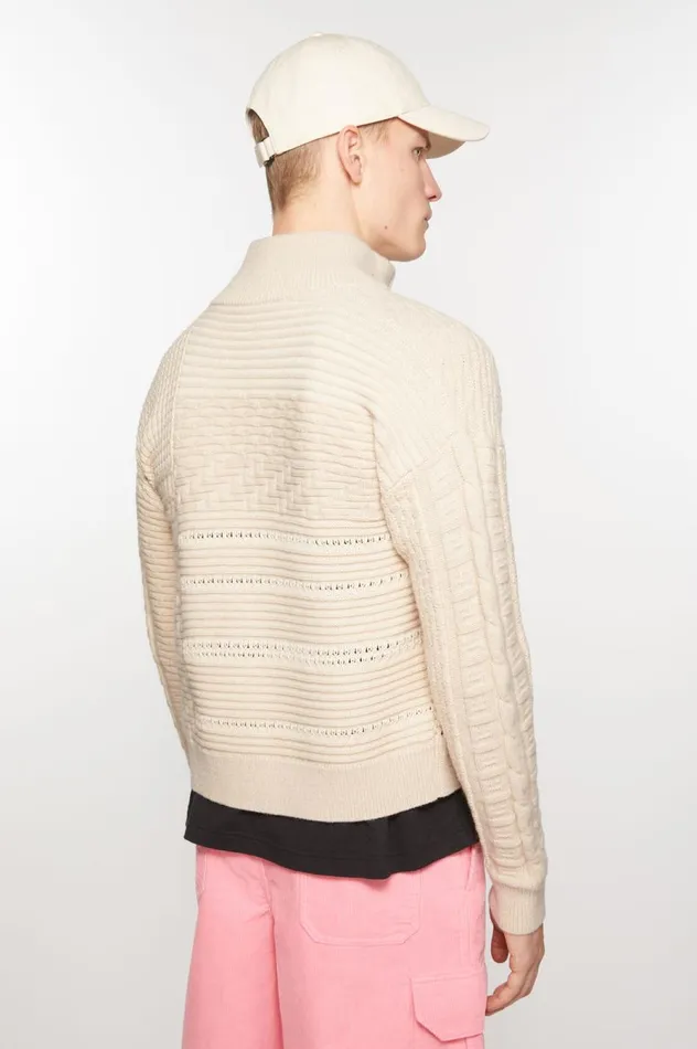 Acne Studios Patchwork Knit Cardigan Oatmeal Melange Women Knitwear