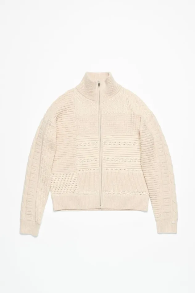 Acne Studios Patchwork Knit Cardigan Oatmeal Melange Women Knitwear