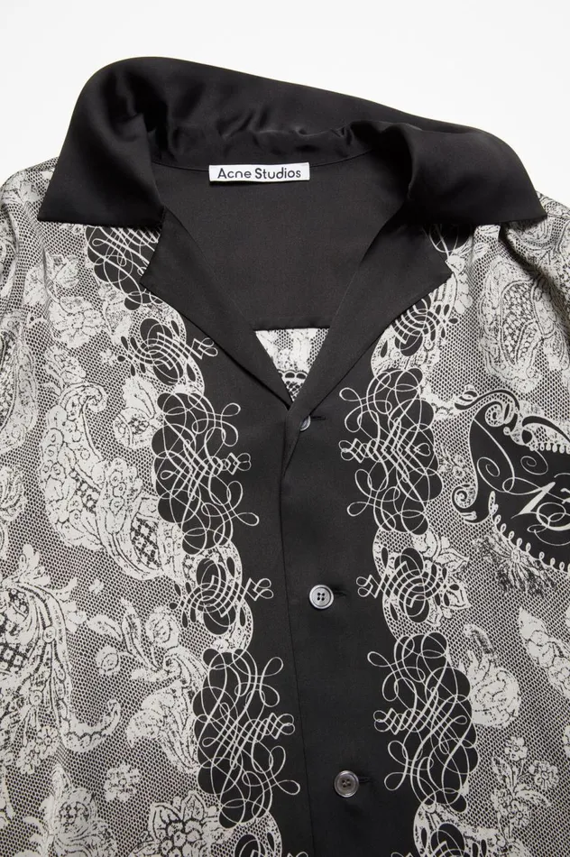 Acne Studios Print Buttonup Shirt Blackecru Men Shirts