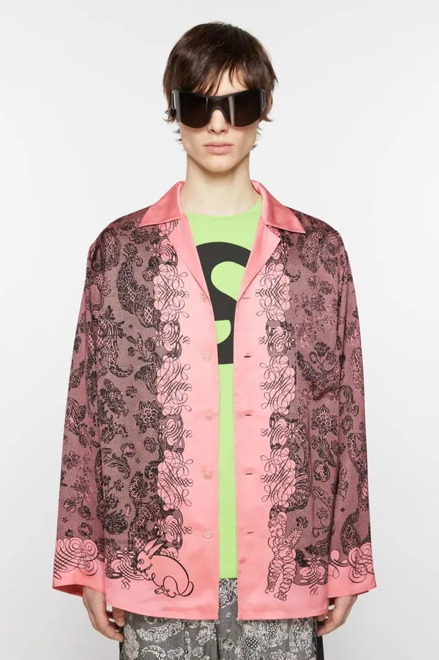 Acne Studios Print Buttonup Shirt Pinkblack Men Shirts