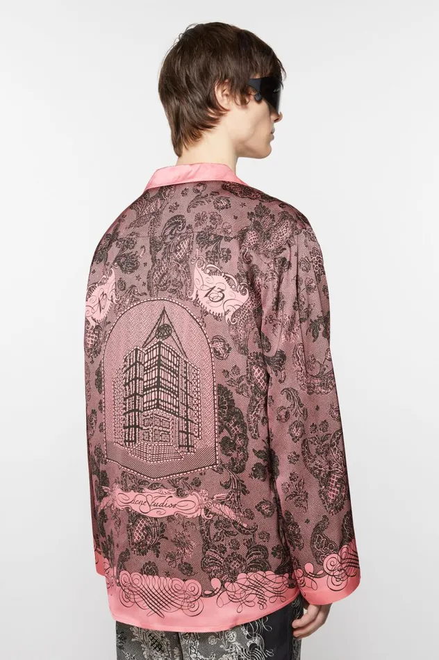 Acne Studios Print Buttonup Shirt Pinkblack Men Shirts