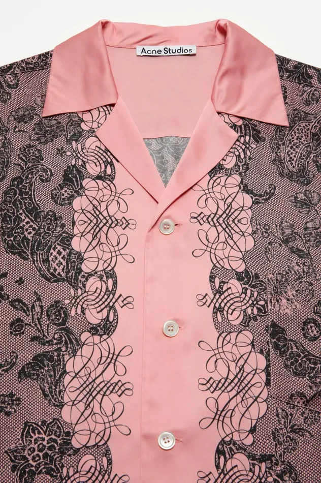 Acne Studios Print Buttonup Shirt Pinkblack Men Shirts