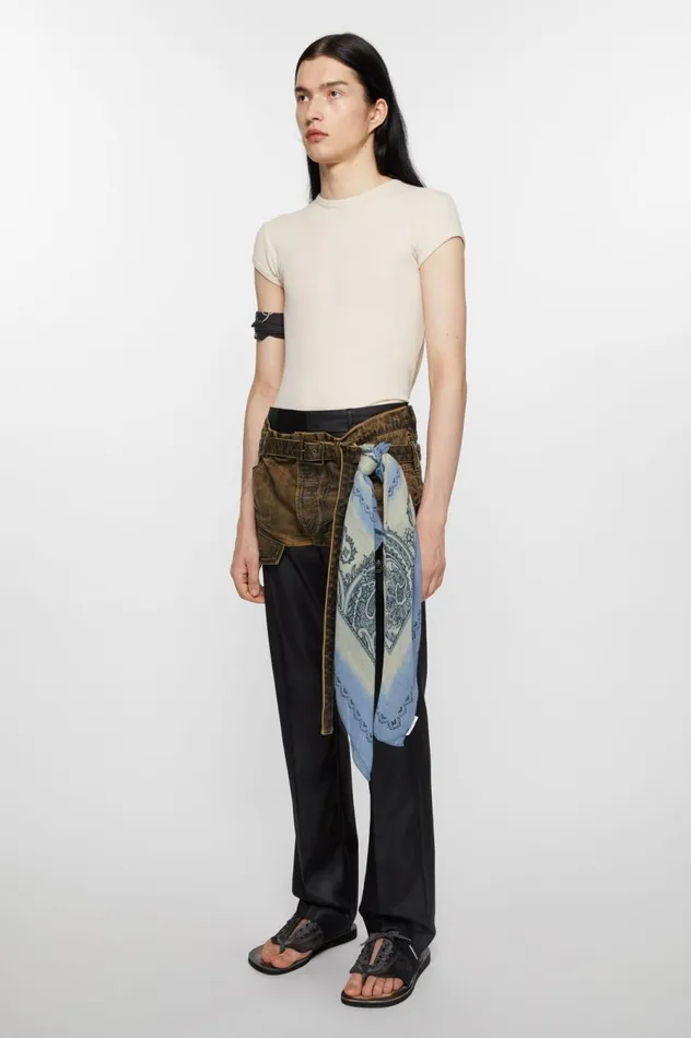 Acne Studios Print Light Wool Scarf Dusty Beigelight Blue Men Scarves