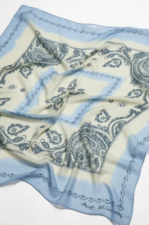 Acne Studios Print Light Wool Scarf Dusty Beigelight Blue Men Scarves