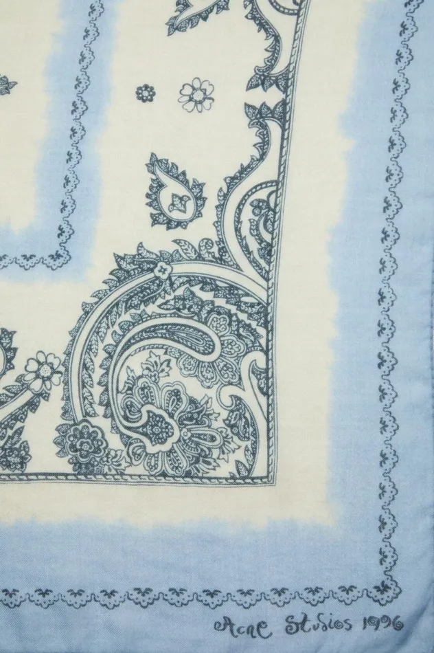 Acne Studios Print Light Wool Scarf Dusty Beigelight Blue Men Scarves